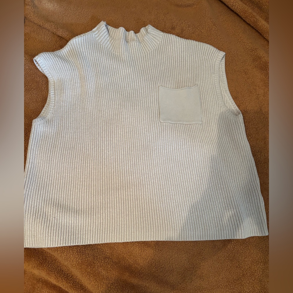 Light Beige Ribbed Knit Tank Top